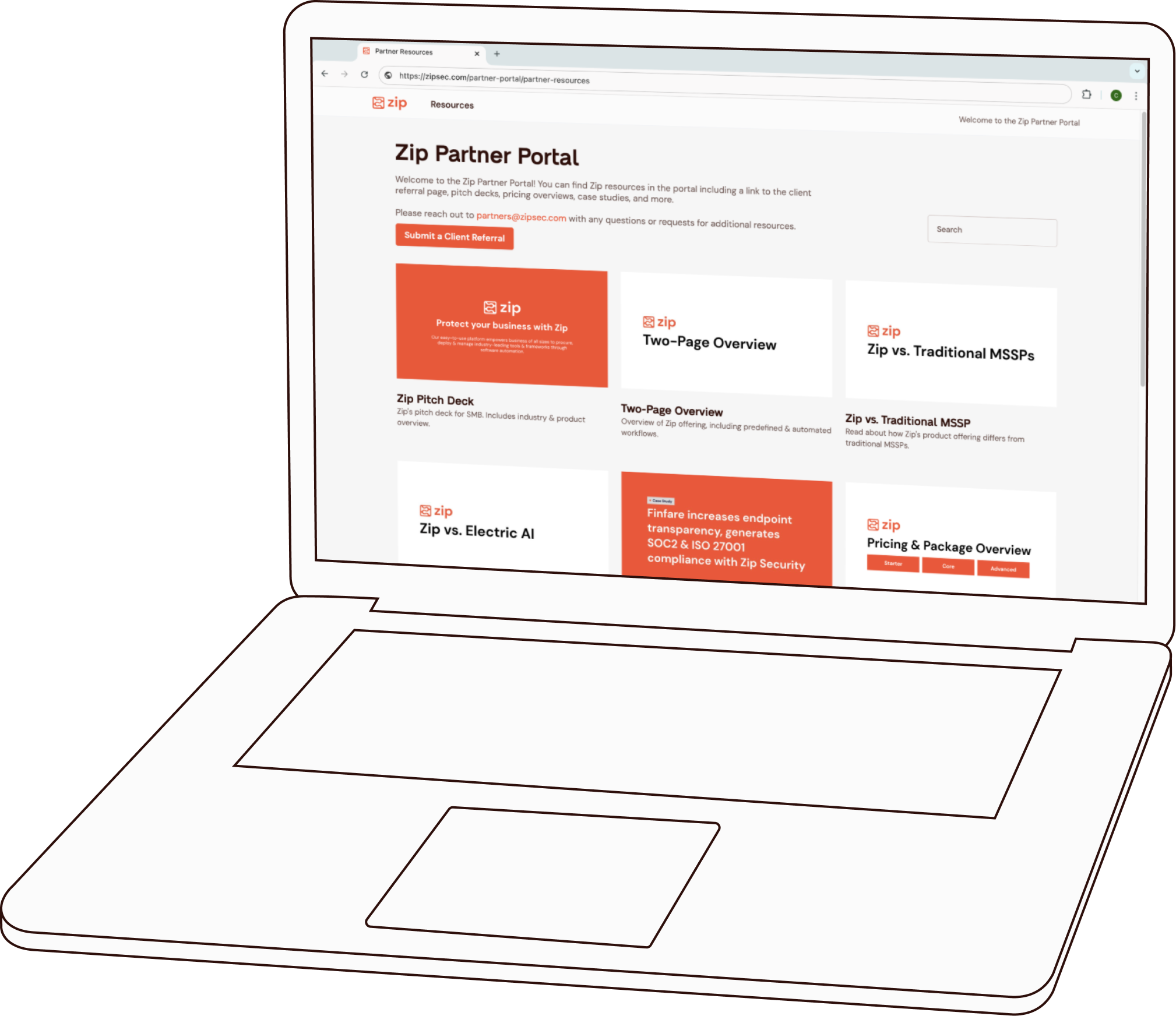 Mockup of the Zip Partner Portal
